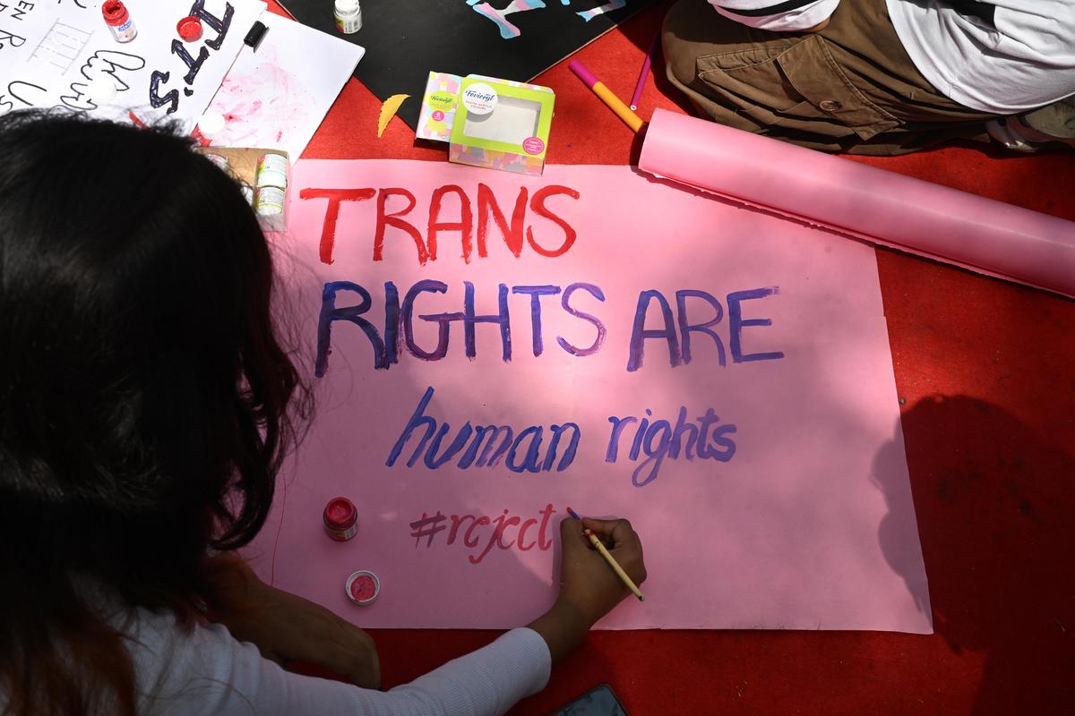NEW DELHI 26/03/2026, People seen staging a Protest on Transgender Amendment Bill 2026 at Jantar Mantar ,  in New Delhi on Thursday.  Sushil Kumar Verma / The Hindu